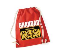 Hippowarehouse Grandad warning may nap suddenly Drawstring Cotton School Gym Bag 37cm x 46cm, 12 litres