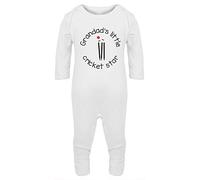 Hippowarehouse Grandad's Little Cricket Star Baby Romper All in one Piece Unisex White