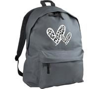 Hippowarehouse Grey Leopard Print Hearts Wild Animal Safari Chic backpack ruck sack Dimensions: 31 x 42 x 21 cm Capacity: 18 litres