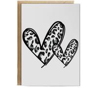 Hippowarehouse Grey Leopard Print Hearts Wild Animal Safari Chic Personalised Card A6 with envelope for him for her Funny Cards for Men and Women Blank inside option