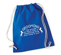 Hippowarehouse Grooming The Process By Which Dirt is Transferred from Your Horse to You Drawstring Cotton School Gym Bag 37cm x 46cm, 12 litres