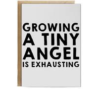 Hippowarehouse Growing a tiny angel is exhausting Birthday Card A5 Personalised with envelope for him for her Funny Cards for Men and Women Blank inside option
