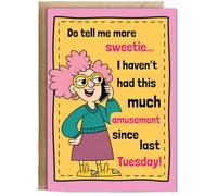 Hippowarehouse Grumpy lady gossip do tell me more sweetie Personalised Card A5 with envelope for him for her Funny Cards for Men and Women Blank inside option