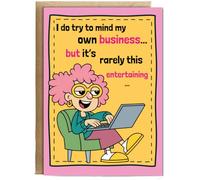 Hippowarehouse Grumpy lady I do try to mind my own business funny Personalised Card A6 with envelope for him for her Funny Cards for Men and Women Blank inside option