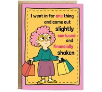 Hippowarehouse Grumpy lady I went in for one thing shopping Personalised Card A6 with envelope for him for her Funny Cards for Men and Women Blank inside option