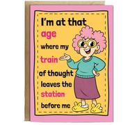 Hippowarehouse Grumpy lady I'm at that age train of thought funny Personalised Card A5 with envelope for him for her Funny Cards for Men and Women Blank inside option