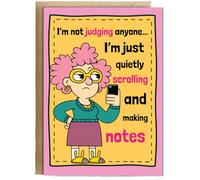 Hippowarehouse Grumpy lady I'm not judging anyone but Personalised Card A6 with envelope for him for her Funny Cards for Men and Women Blank inside option