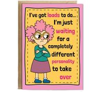 Hippowarehouse Grumpy lady I've got loads to do funny Personalised Card A6 with envelope for him for her Funny Cards for Men and Women Blank inside option