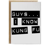 Hippowarehouse Guys... I Know Kung Fu Birthday Card A5 Personalised with envelope for him for her Funny Cards for Men and Women Blank inside option