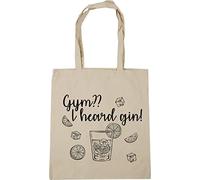 Hippowarehouse gym, I heard gin! Tote Shopping Gym Beach Bag 42cm x38cm, 10 litres