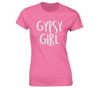 Hippowarehouse Gypsy Girl Womens Fitted Short Sleeve t-Shirt (Specific Size Guide in Description) Pink