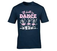 Hippowarehouse Halloween Dance Lover Till Death We Dance with Ballerina Skeletons Unisex Short Sleeve t-Shirt Large Adult Navy Blue