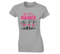 Hippowarehouse Halloween Dance Lover Till Death We Dance with Ballerina Skeletons Womens Slim fit Short Sleeve t-Shirt Large (UK Size 14) Grey