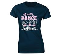 Hippowarehouse Halloween Dance Lover Till Death We Dance with Ballerina Skeletons Womens Slim fit Short Sleeve t-Shirt Large (UK Size 16) Navy Blue
