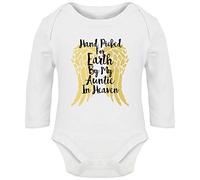 Hippowarehouse Hand Picked for Earth by My Auntie in Heaven Baby Vest Bodysuit (Long Sleeve) Boys Girls White