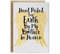 Hippowarehouse Hand picked for earth by my brother in heaven Birthday Card A5 Personalised with envelope for him for her Funny Cards for Men and Women Blank inside option