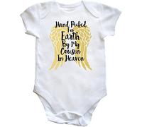 Hippowarehouse Hand picked for earth by my cousin in heaven baby vest bodysuit (short sleeve) boys girls