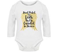 Hippowarehouse Hand Picked for Earth by My Grandad in Heaven Baby Vest Bodysuit (Long Sleeve) Boys Girls White