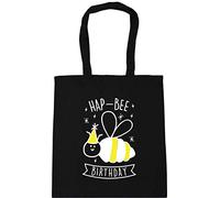 Hippowarehouse Hap-bee Birthday Tote Shopping Gym Beach Bag 42cm x38cm, 10 litres