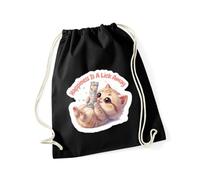 Hippowarehouse Happiness is a lick away, cat lickable Drawstring Cotton School Gym Bag 37cm x 46cm, 12 litres