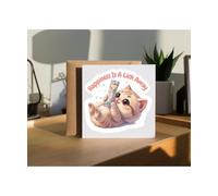 Hippowarehouse Happiness is a lick away, cat lickable Personalised Card. 15cm x 15cm with envelope for him for her Funny Cards for Men and Women Blank inside option