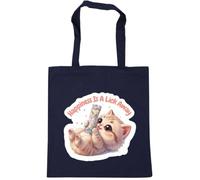 Hippowarehouse Happiness is a lick away, cat lickable Tote Shopping Gym Beach Bag 42cm x38cm, 10 litres
