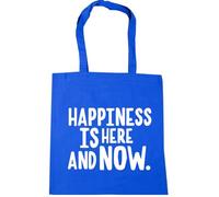 Hippowarehouse Happiness is Here and Now Tote Shopping Gym Beach Bag 42cm x38cm, 10 litres