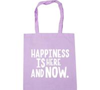 Hippowarehouse Happiness is Here and Now Tote Shopping Gym Beach Bag 42cm x38cm, 10 litres