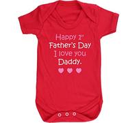 Hippowarehouse Happy 1st Father's Day (Pink) Baby Vest Bodysuit (Short Sleeve) Boys Girls