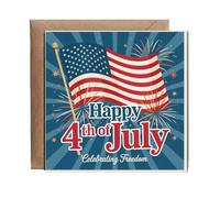 Hippowarehouse happy 4th of July celebrating freedom Personalised Card. 15cm x 15cm with envelope for him for her Funny Cards for Men and Women Blank inside option