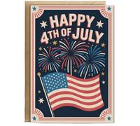 Hippowarehouse happy 4th of July fireworks Personalised Card A6 with envelope for him for her Funny Cards for Men and Women Blank inside option