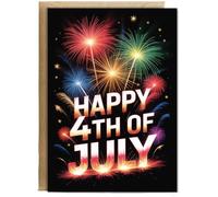Hippowarehouse Happy 4th of july fireworks Personalised Card A6 with envelope for him for her Funny Cards for Men and Women Blank inside option