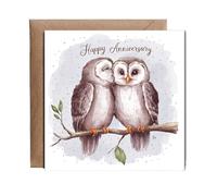 Hippowarehouse Happy Anniversary cute owls Personalised Card. 15cm x 15cm with envelope for him for her Funny Cards for Men and Women Blank inside option