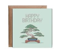 Hippowarehouse Happy Birthday Card bonsai tree Hokusai inspired Personalised Birthday Card 15cm x 15cm for him for her Funny with envelope Birthday Cards for Men and Women
