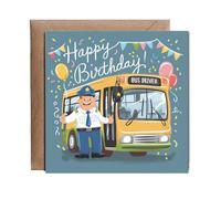 Hippowarehouse Happy Birthday Card for a Wonderful Bus Driver Personalised Card. 15cm x 15cm with envelope for him for her Funny Cards for Men and Women Blank inside option