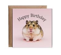 Hippowarehouse Happy Birthday card hamster chubby cheeks Personalised Card. 15cm x 15cm with envelope for him for her Funny Cards for Men and Women Blank inside option