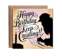Hippowarehouse Happy Birthday Card Leonardo da Vinci Keep Creating! Personalised Card. 15cm x 15cm with envelope for him for her Funny Cards for Men and Women Blank inside option