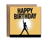 Hippowarehouse Happy Birthday Card Queen inspired You Rock Fish iconic 90's Personalised Card. 15cm x 15cm with envelope for him for her Funny Cards for Men and Women Blank inside option