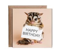 Hippowarehouse Happy Birthday card sugar glider cute Personalised Card. 15cm x 15cm with envelope for him for her Funny Cards for Men and Women Blank inside option