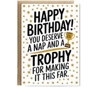 Hippowarehouse Happy Birthday Card Trophy for Making It This Far Birthday Card A5 Personalised with envelope for him for her Funny Cards for Men and Women Blank inside option