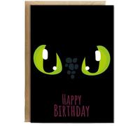 Hippowarehouse Happy Birthday Card with Dragon Night Eyes Personalised Card A5 with envelope for him for her Funny Cards for Men and Women Blank inside option