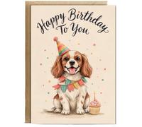 Hippowarehouse Happy Birthday cocker spaniel Personalised Card A5 with envelope for him for her Funny Cards for Men and Women Blank inside option