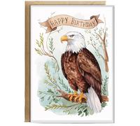 Hippowarehouse Happy Birthday cute bald eagle watercolour Personalised Card A6 with envelope for him for her Funny Cards for Men and Women Blank inside option