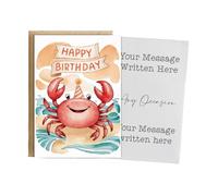 Hippowarehouse Happy Birthday cute crab watercolour Birthday Card A5 Personalised with envelope for him for her Funny Cards for Men and Women Blank inside option