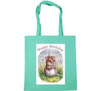 Hippowarehouse Happy Birthday cute dormouse watercolour Tote Shopping Gym Beach Bag 42cm x38cm, 10 litres