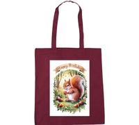 Hippowarehouse Happy Birthday cute squirrel watercolour Tote Shopping Gym Beach Bag 42cm x38cm, 10 litres