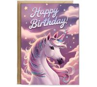 Hippowarehouse Happy Birthday! Fantasy Unicorn Horse Birthday Card A5 Personalised with envelope for him for her Funny Cards for Men and Women Blank inside option