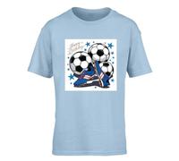 Hippowarehouse Happy Birthday Football Boots, Balls and Stars Kids Children's Short Sleeve t-Shirt 7-8 Years Light Blue