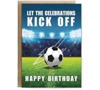 Hippowarehouse Happy Birthday football kick off Personalised Card A5 with envelope for him for her Funny Cards for Men and Women Blank inside option