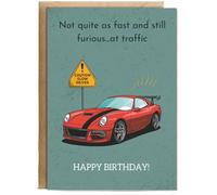 Hippowarehouse Happy Birthday not quite as fast and still furious... at traffic Personalised Card A6 with envelope for him for her Funny Cards for Men and Women Blank inside option